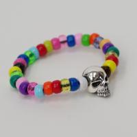 Skull with Color Beads Bangle