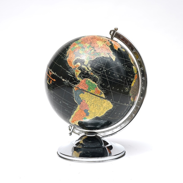 Vintage Black Ocean Globe